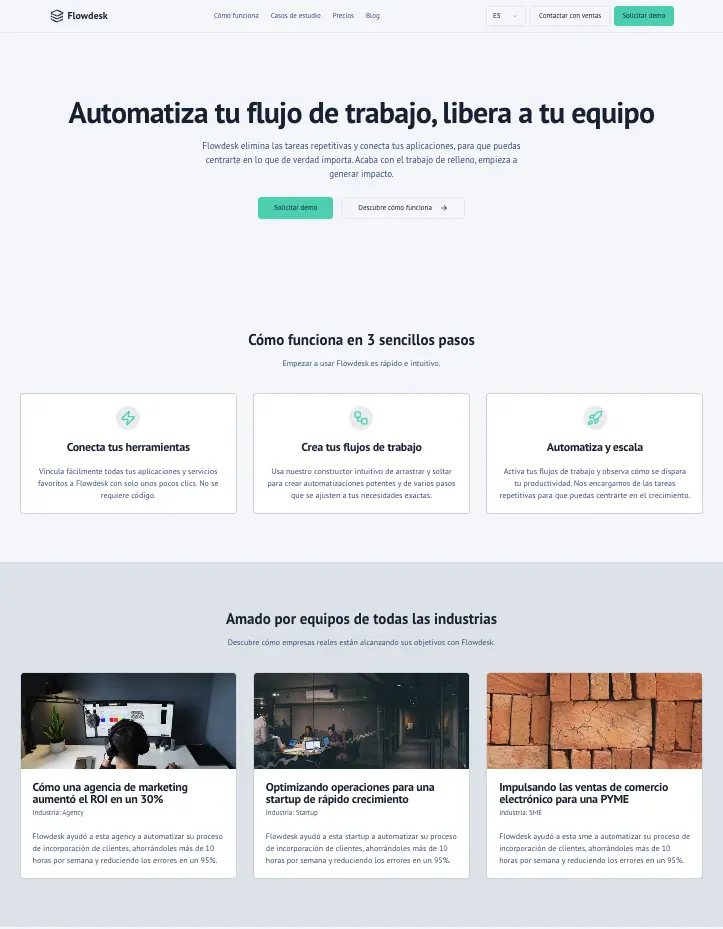 Captura de pantalla de la demo Flowdesk