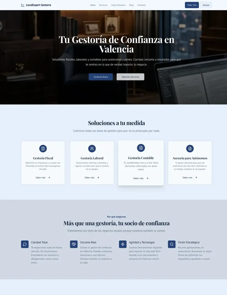 Captura de pantalla de la demo LocalExpert Gestoría