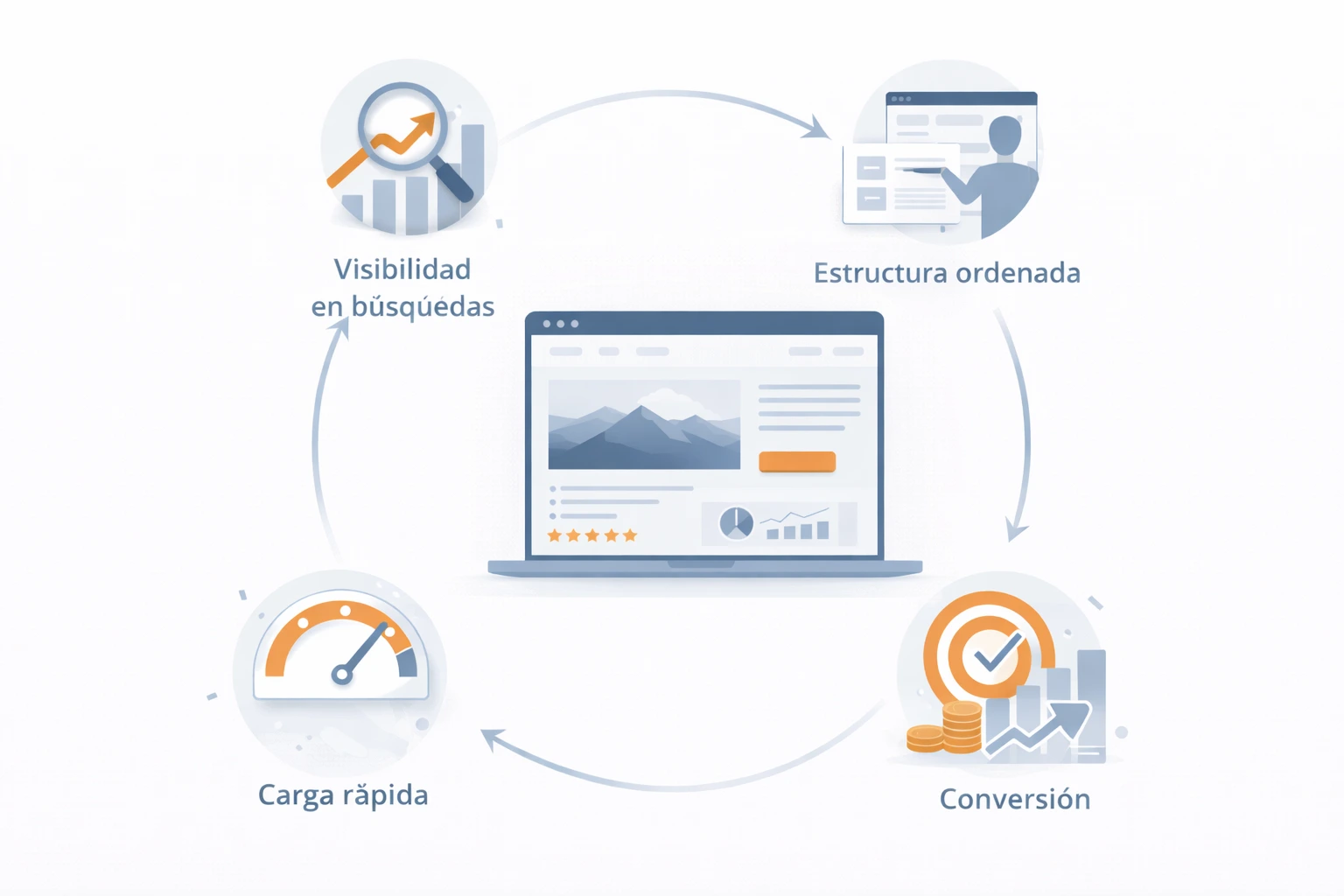Visual sobre evolución de SEO hacia GEO y criterios modernos de visibilidad digital