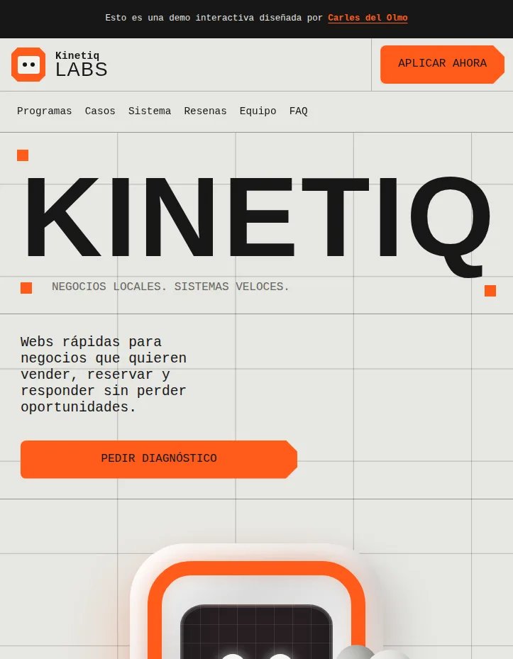 Captura de pantalla de la demo Kinetiq Labs